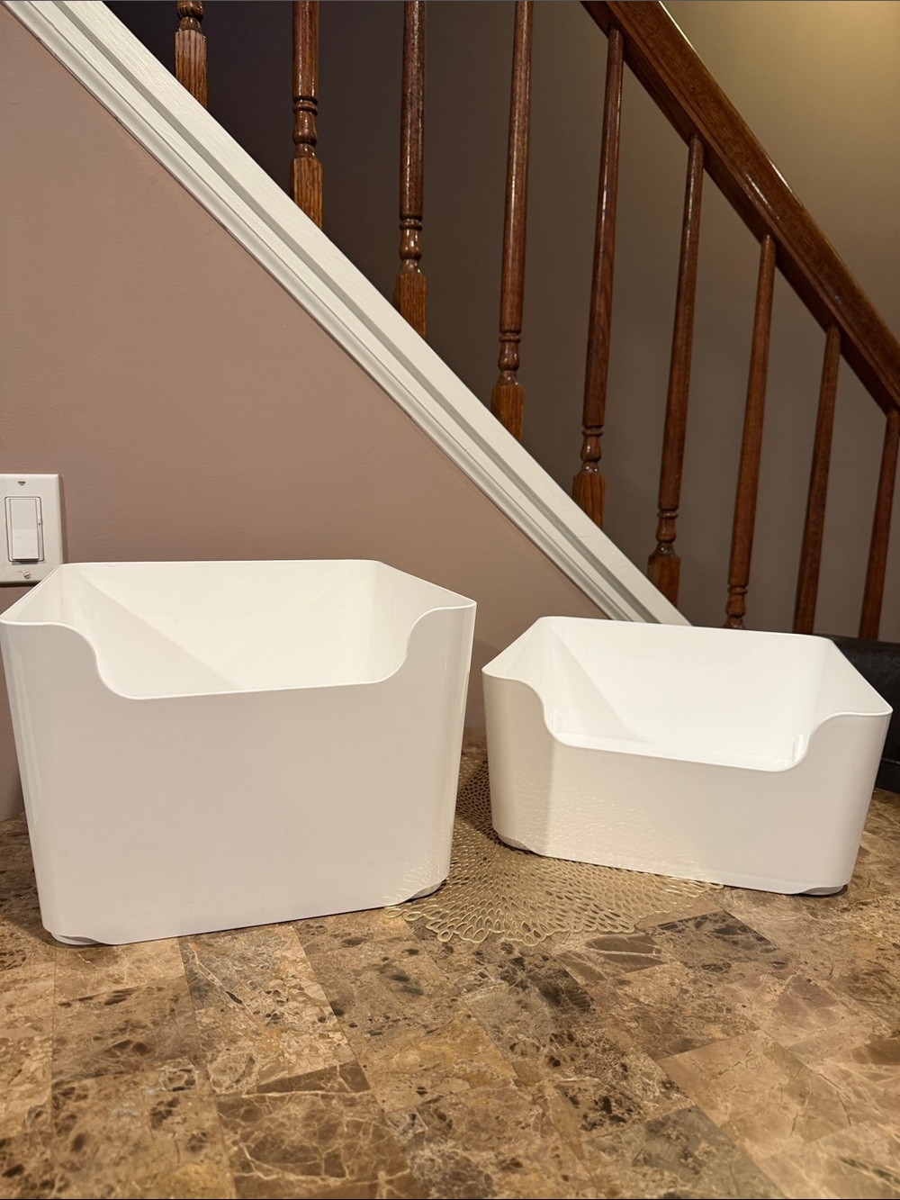 IKEA PLUGGIS White Plastic Stackable Storage Sorting Bins, Set of 2